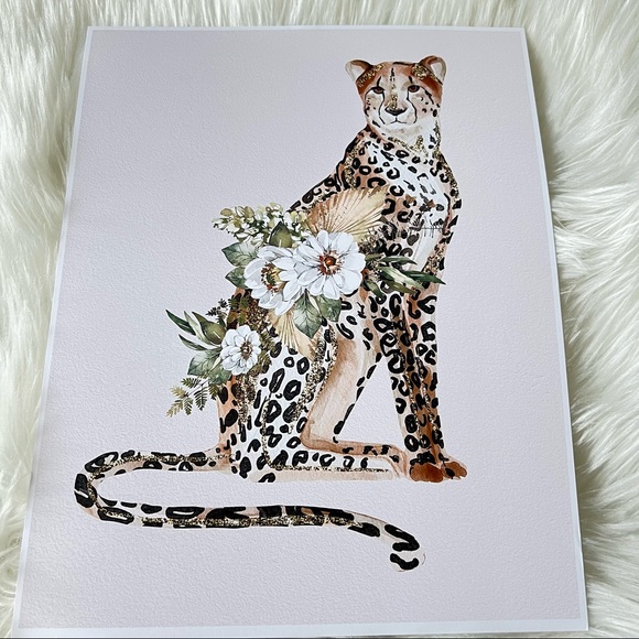 Cheetah Watercolor Illustration Wall Art Print Poster Unframed - Picture 15 of 16